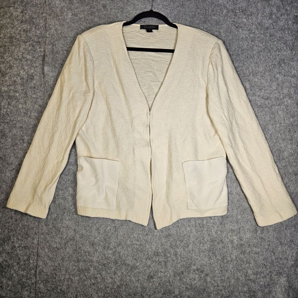 St John Womens Cream White Wool Blend Evening Jacket Event Old Money‎ Size 18